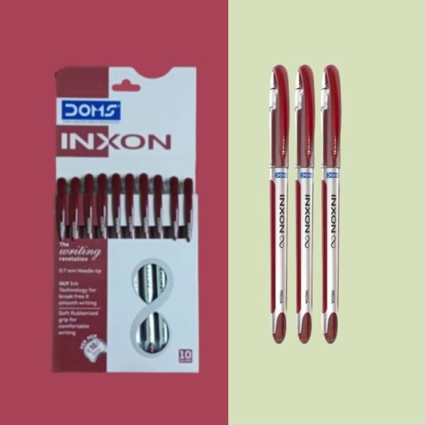 DOMS INXON BALL PEN RED RUBBERIZED Ball Pen  (Pack of 10, Ink Color - Red