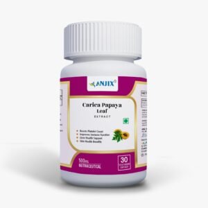 Anjix Carica Papaya Leaf Extract 500 mg - Natural Platelet Support | Immunity Booster | 30 Vegetarian Capsules